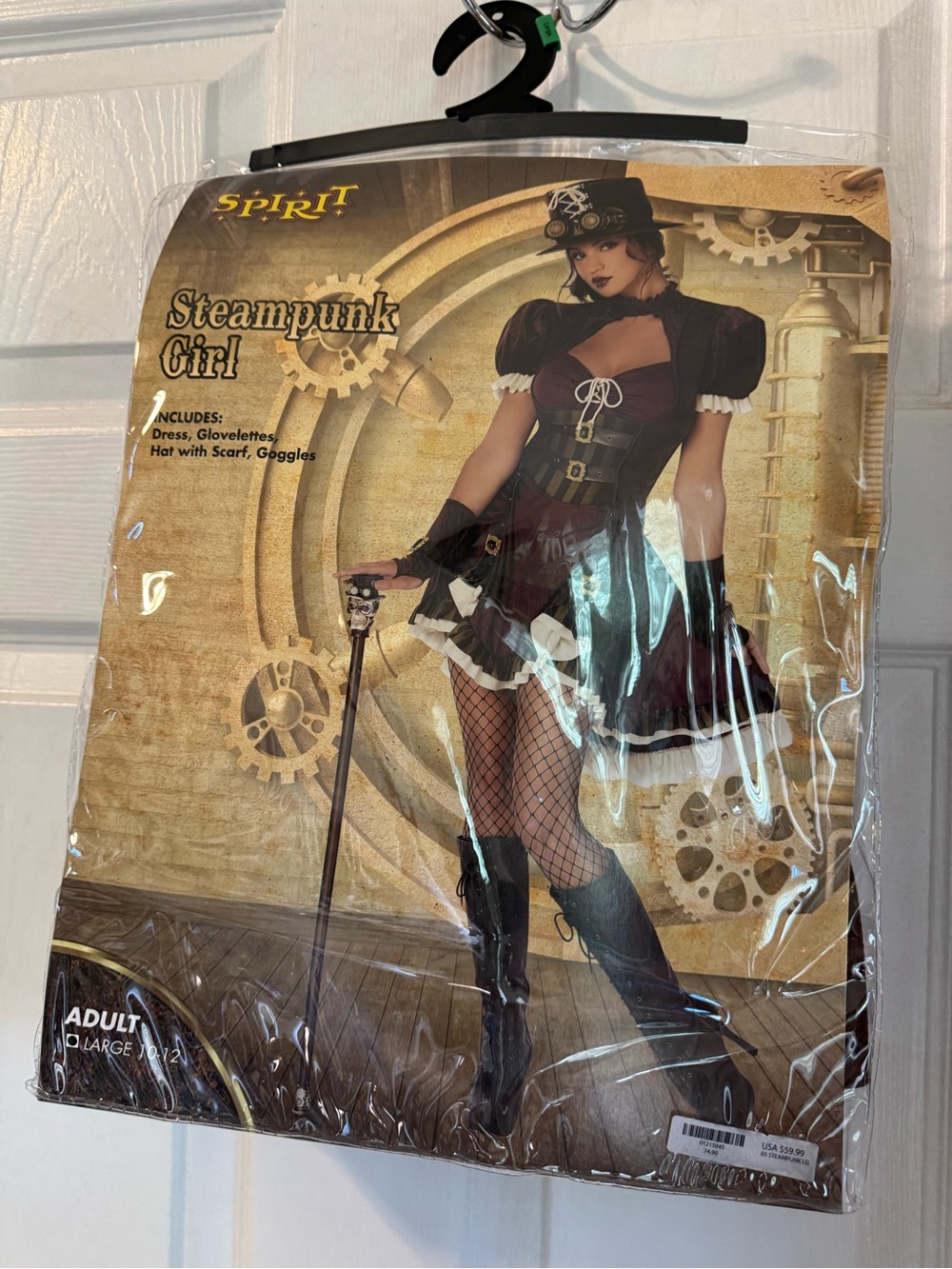 Like new women’s Steampunk costume. Size large. With hat, dress, gloves
